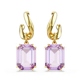Millenia drop earrings, Octagon cut, Purple, Gold-tone plated