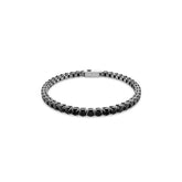 Matrix Tennis bracelet, Round cut, Black, Ruthenium plated