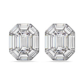 Lucent clip earrings, Octagon cut, White