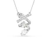 Hyperbola pendant, Mixed cuts, White, Rhodium plated