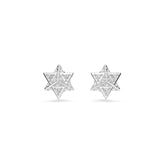 Dextera stud earrings, Round cut, Star, White, Rhodium plated