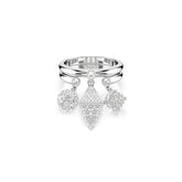 Dextera ring, Set (2), Sphere and cube, White, Rhodium plated