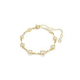 Imber Tennis bracelet, Mixed round cuts, White, Gold-tone plated