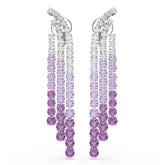 Matrix clip earrings, Color gradient, Round cuts, Purple, Rhodium plated