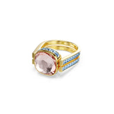 Chroma ring, Cushion cut, Multicolored, Gold-tone plated