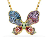 Idyllia pendant and brooch, Mixed cuts, Pavé, Butterfly, Multicolored, Mixed metal finish