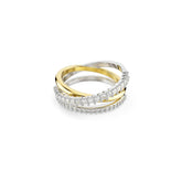 Hyperbola ring, Mixed cuts, White, Mixed metal finish