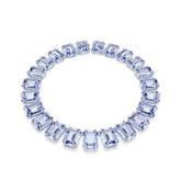 Millenia Tennis necklace, Oversized crystals, Octagon cut, Blue, Rhodium plated