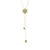 Idyllia Y pendant, Mixed cuts, Flower, Multicolored, Gold-tone plated
