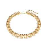 Millenia Tennis necklace, Octagon cut, Caramel, Gold-tone plated