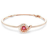Snake bangle, Mixed cuts, Year of the Snake, Red, Rose gold-tone plated