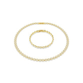 Una Angelic set, Round cut, White, Gold-tone plated