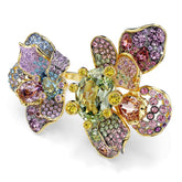 Idyllia ring, Mixed cuts, Pavé, Flower, Multicolored, Mixed metal finish
