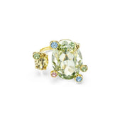 Gema open ring, Mixed cuts, Multicolored, Gold-tone plated