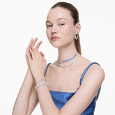 Matrix choker Mixed cuts, Blue, Rhodium plated