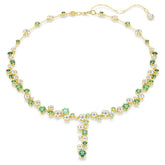 Constella Y necklace Mixed cuts, Green, Gold-tone plated - LAST IN STOCK