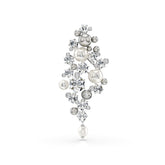 Constella brooch, Crystal pearl, Round cut, White, Rhodium plated