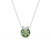 Bella V pendant, Round cut, Green, Rhodium plated
