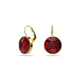 Bella drop earrings, Round cut, Red, Gold-tone plated