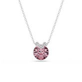 Bella V pendant Round cut, Pink, Rhodium plated