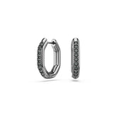 Dextera hoop earrings, Octagon shape, Round cut, Black, Ruthenium plated