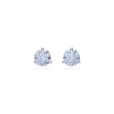 Solitaire stud earrings, Round cut, Blue, Rhodium plated
