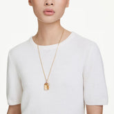 Millenia pendant Octagon cut, Caramel, Gold-tone plated