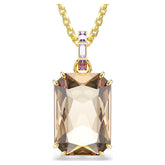 Millenia pendant Octagon cut, Caramel, Gold-tone plated