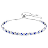 Matrix Tennis bracelet Mixed round cuts, Blue, Rhodium plated