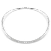 Matrix necklace Baguette cut, White, Rhodium plated
