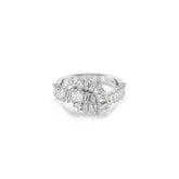 Matrix ring, Baguette cut, Knot, White, Rhodium plated