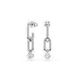 Constella drop earrings, Round cut, White, Rhodium plated