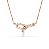 Constella pendant, Crystal pearl, Round cut, White, Rose gold-tone plated