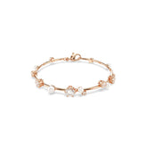 Constella Tennis bracelet, Crystal pearl, Round cuts, White, Rose gold-tone plated