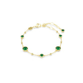 Imber bracelet, Round cut, Green, Gold-tone plated