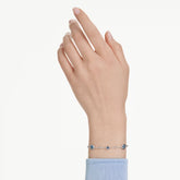 Imber bracelet Round cut, Blue, Rhodium plated