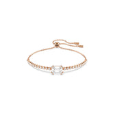 Matrix Tennis bracelet, Mixed cuts, White, Rose gold-tone plated