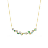Constella necklace, Mixed cuts, Green, Gold-tone plated