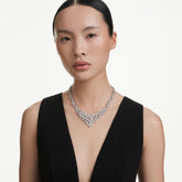Constella necklace Mixed cuts, Clasp, White, Rhodium plated