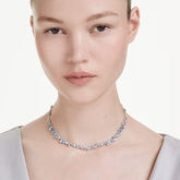 Constella necklace Mixed cuts, Blue, Rhodium plated