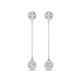 Una Angelic drop earrings, Round cut, White, Rhodium plated