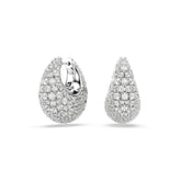 Sublima earrings, Large, White, Rhodium plated