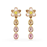 Idyllia drop earrings, Mixed cuts, Flower, Multicolored, Gold-tone plated