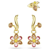 Idyllia earrings Set (3), Mixed cuts, Flower, Multicoloured, Gold-tone plated