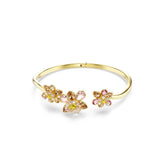 Idyllia bangle, Mixed cuts, Flower, Multicolored, Gold-tone plated