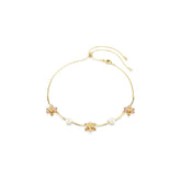 Idyllia necklace, Crystal pearl, Mixed cuts, Flower, Multicolored, Gold-tone plated
