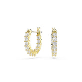 Matrix Vittore hoop earrings, Round cut, White, Gold-tone plated