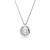 Dextera pendant, Round cut, White, Rhodium plated
