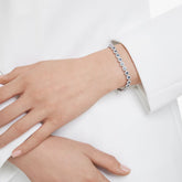 Una Angelic Tennis bracelet Round cut, Blue, Rhodium plated