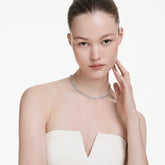 Una Angelic Tennis necklace Round cut, Blue, Rhodium plated